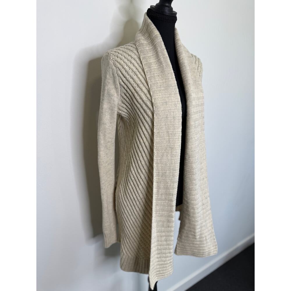 Vince Natural Fiber Open Cardigan Neutral Yak Wool Chunky Knit XS Quiet Luxury - Picture 3 of 9